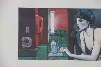 null BILAL Enki (né en 1951). La femme piège. Lithographie couleur. Signé en bas...