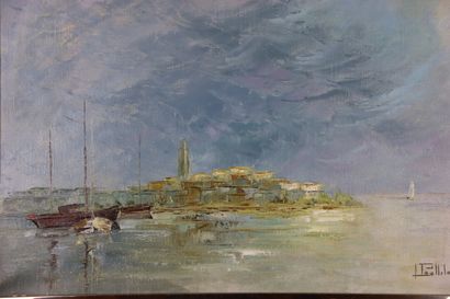 Luigi PAOLILLO Luigi PAOLILLO (1864-1934) Port, oil on canvas, signed lower right....