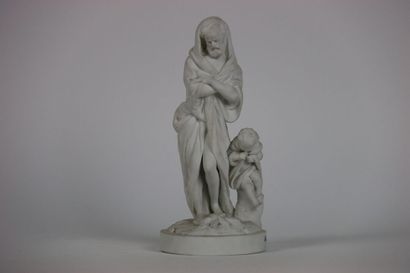 null NIDERVILLER. Figure en biscuit représentant un homme drapé et un putto à ses...