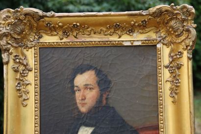 null French school of the 19th century. Portrait of a man in bust with arms crossed....