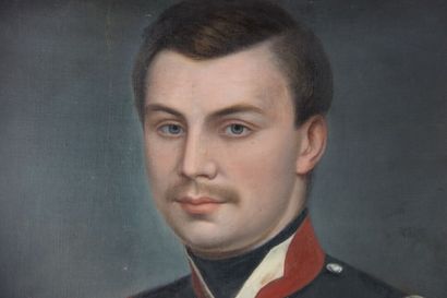 null École française XIXème. Portrait d'un officier d'Infanterie de l'armée française....