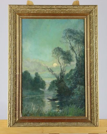 Adrien SCHULZ (1851-1931). Paysage de rivière...