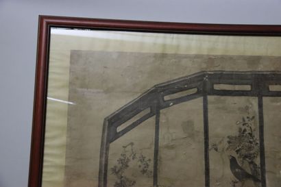 null CHINE, Peinture sur soie . peinture d'ancêtres datant de la fin de la dynastie...