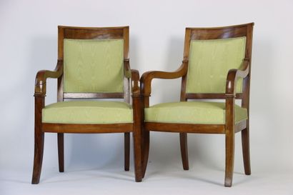 null Suite of four armchairs. Directoire period. Height : 92 cm. Height of the seat...