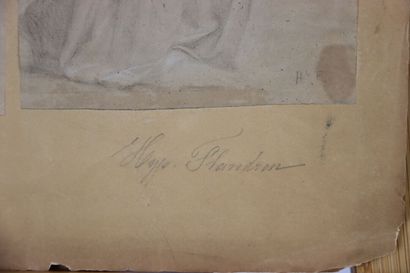 null Hippolyte FLANDRIN (1809-1864). Étude. Mine de plomb sur papier vergé collé...