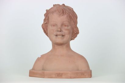  Demeter CHIPARUS (1886-1947). ( D'après). Buste de fillette en terre cuite. Style... Gazette Drouot