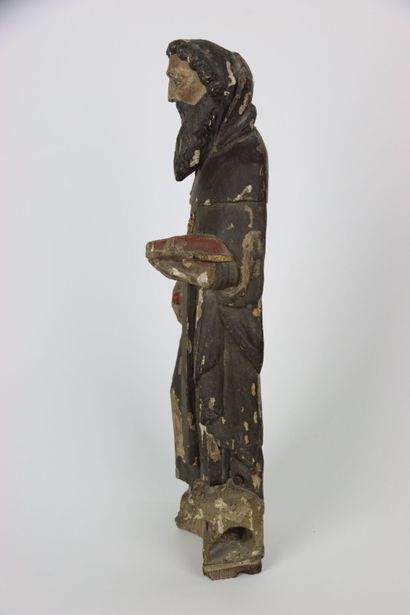 null Saint-Antoine en bois polychrome. Hauteur : 52 cm.