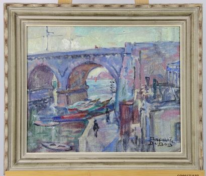 DUBOIS Raphaël (1888-1960).Un pont à Marseille....