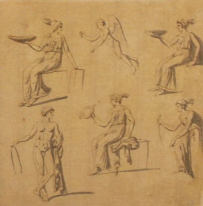 null Jacques-Louis DAVID (Paris, 1748 - Bruxelles, 1825). Étude de personnages drapés...