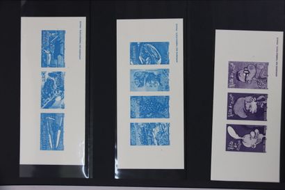null TIMBRES. Gravure des timbres-posté de France. Six classeurs complets + douze...
