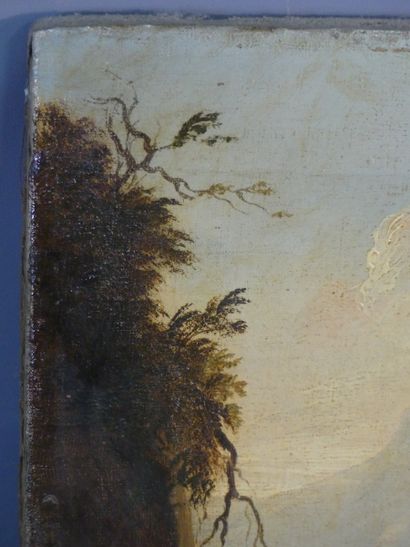Paysage animé, Huile sur toile Ecole française du début du XIXème siècle. Paysage...