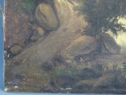 Paysage animé, Huile sur toile Ecole française du début du XIXème siècle. Paysage...