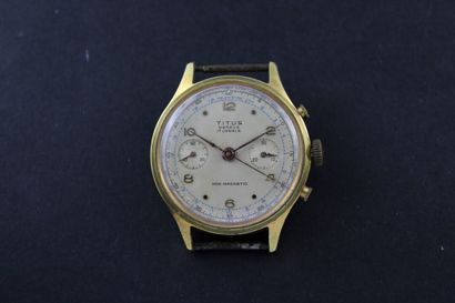 TITUS GENEVE Gold plated chronograph bracelet. Round case. Screwed back. Missing...