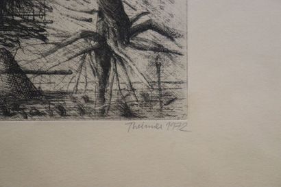 null Ivan THEIMER (1944), Visage aux collines, eau-forte. Signée en bas à droite...