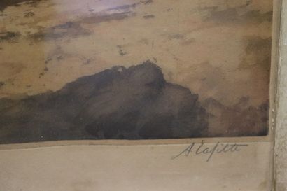 null Alphonse LAFITTE (1863-?) Bord de mer, aquatinte et eau forte en couleur, Signé...