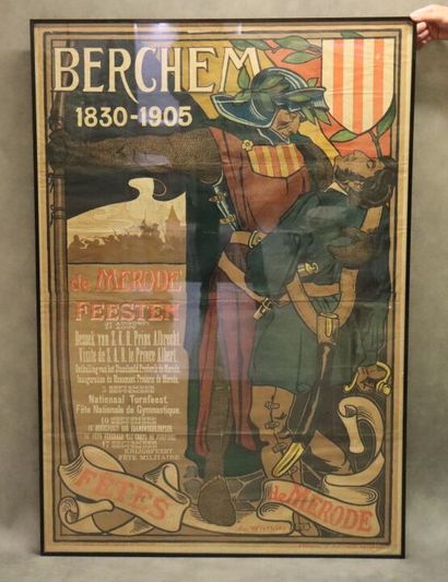 null Affiche "Berchem 1830-1905", encadrée sous verre. Dimensions à vue: 126x85cm....