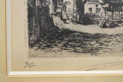 null Aimé Edmond DALLEMAGNE (1882-1971). Vues de ruelles, paire de gravures. Signés...