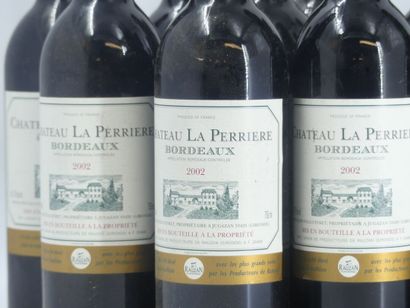11 BORDEAUX 9 bottles of BORDEAUX, 2002, Château LA PERRIERE. Stained labels.

1...