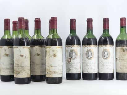 12 BORDEAUX BARON PHILIPPE DE ROTHSCHILD 8 bottles of PAUILLAC, 1975, Château MOUTON...