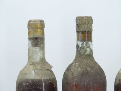 null 6 bottles of BORDEAUX, missing labels and illegible capsule.