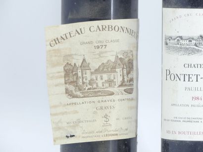 3 BORDEAUX 1 bottle of GRAVES, 1977, Château CARBONNIEUX. Stained and damaged label....