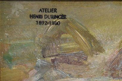 null Henri DURINGER (1892-1980), Scène érotique, huile sur panneau. Tampon de l'atelier...