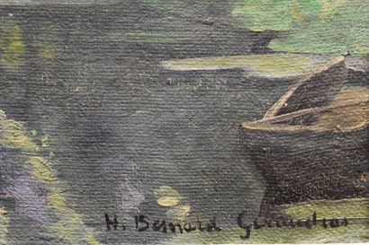 null Hélène BESNARD-GIRAUDIAS (1906-2003), Le grand platane, huile sur toile. Signé...