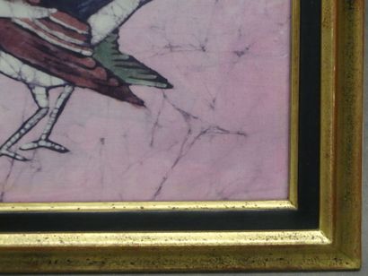 null Ecole française du XXème siècle, Oiseau de profil, peinture sur soie. Dimensions...