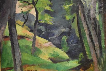 null Charles-Alexandre PICARD-LEDOUX (1881-1959). Paysage forestier. Huile sur toile...
