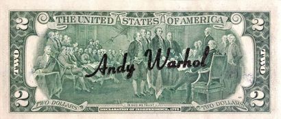 null Andy WARHOL (1928-1987) (attribué à), Billet de deux dollars (Thomas JEFFERSON)....