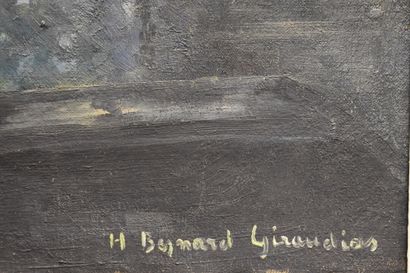 null Hélène BESNARD-GIRAUDIAS (1906-2003), Arbres aux reflets, huile sur toile. Signé...
