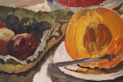 null Jean-Louis BOUSSINGAULT (1883-1943). Nature morte au melon. Huile sur toile....
