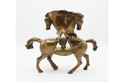 null Novello FINOTTI (born 1939). "Gattamelata". Surrealist sculpture in bronze with...