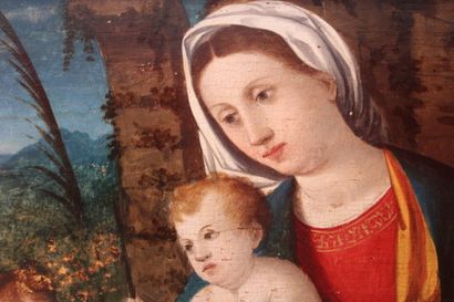 null In the taste of the Italian school of the 16th century. Virgin and Child surrounded...