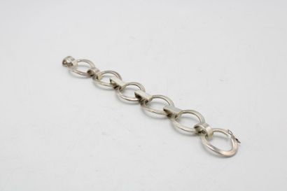 null Silver bracelet with links.
Crab mark and master mark company EMB?
Clasp with...