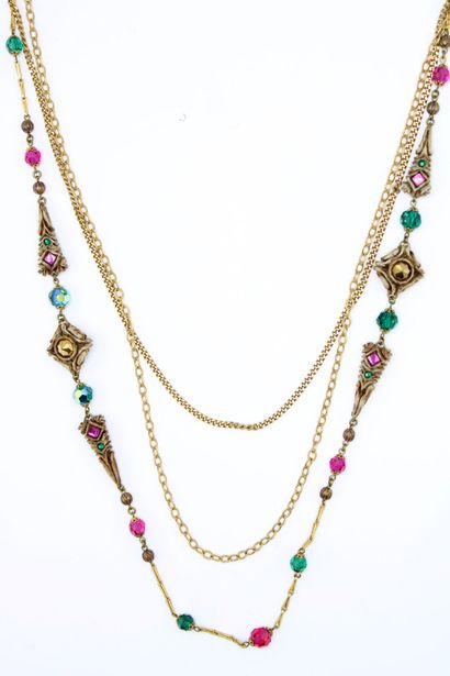 null Henry PERICHON (1910-1977)
Necklace with three rows composed of two chains in...