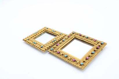 null Henry PERICHON (1910-1977)
Lot of 2 frames in gilded metal and glassware transformed...