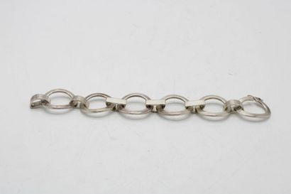 null Silver bracelet with links.
Crab mark and master mark company EMB?
Clasp with...