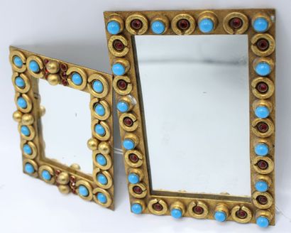 null Henry PERICHON (1910-1977)
Lot of two frames in gilded metal and glassware transformed...