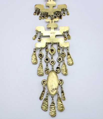 null Henry PERICHON (1910-1977)
Imposing necklace in gilded metal of Inca/Aztec inspiration...