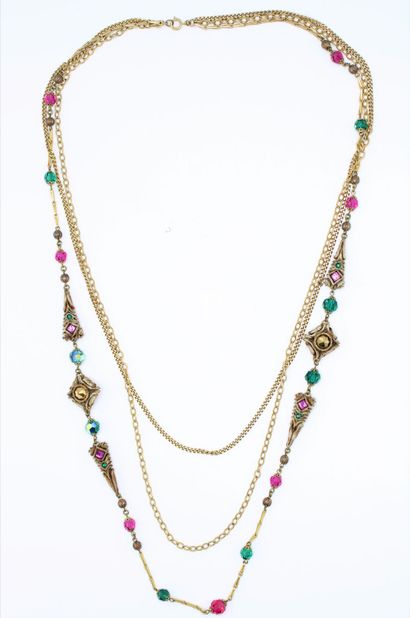 null Henry PERICHON (1910-1977)
Necklace with three rows composed of two chains in...