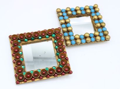 null Henry PERICHON (1910-1977)
Lot of 2 frames in gilded metal and glassware transformed...