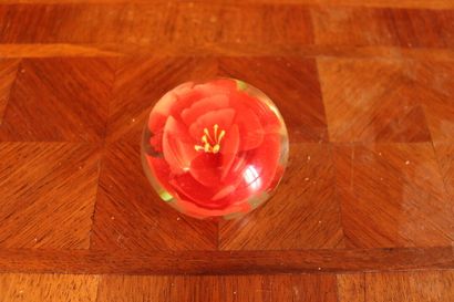 null Boule presse-papier sulfure en verre à décor en inclusion de fleur rouge

Dimensions...
