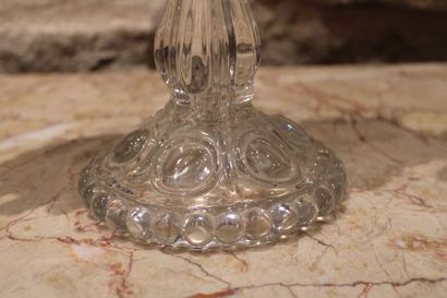null Baccarat, crystal torches with 3 lights, XXth century. Height 44 cm.