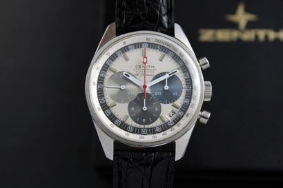 ZENITH EL PRIMERO réf. SP1205 / A386 Chronographe bracelet en acier. Boitier rond....