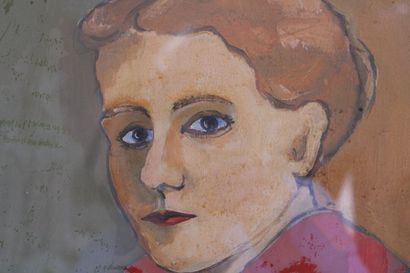 null École suisse du XXe siècle, portrait de femme, gouache, signée 'Heckert'. Dimensions:...