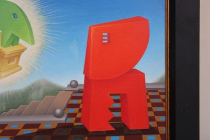 null Mihaly MELCHER (1953), surrealist composition, oil on canvas, signed. 30 x 40...