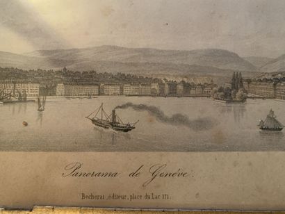 null Panorama du Jardin anglais à Genève et Panorama de Genève, paire de lithographies,...