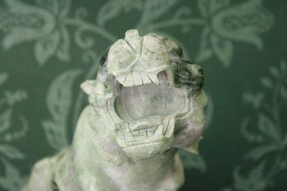 null CHINE, Chien de Fô en pierre dure, XXe siècle. Hauteur 21 cm.