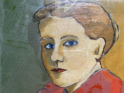 null École suisse du XXe siècle, portrait de femme, gouache, signée 'Heckert'. Dimensions:...